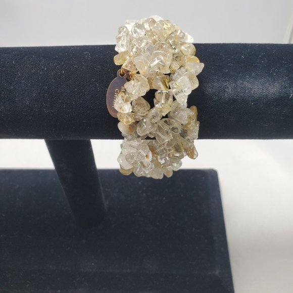 Ali Khan citrine crystal glass stretch bracelet - Picture 3 of 5